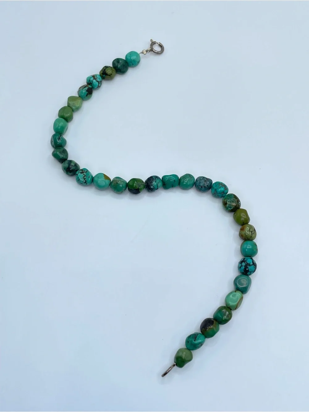 Genuine Turquoise Bead Sterling Silver Anklet Bracelet Southwestern Boho